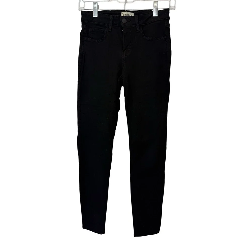 L' Agence High Rise Cropped Ankle Skinny Jeans Black Women's Size 24 x 25‎